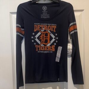 '47 Detroit Tigers Long Sleeve Tee - Black & Orange-Small- NWT